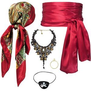 9635 Pirate Costume Accessoriess Set|headscarf Wrap Hat Sash
